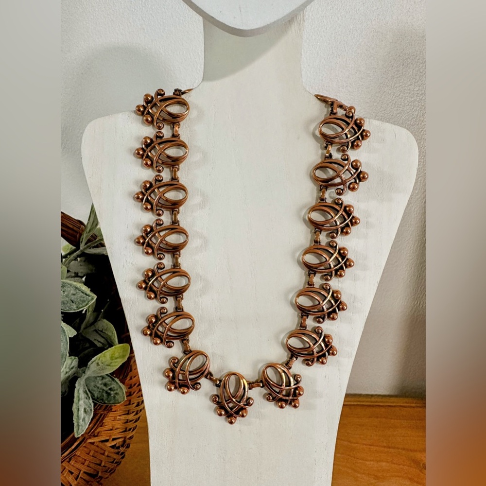 Vintage 50s Renoir Copper Openwork Link Collar Necklace